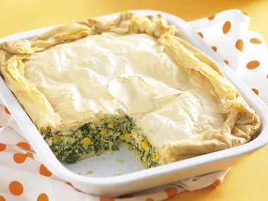 Spinach, Corn and Fetta Slice