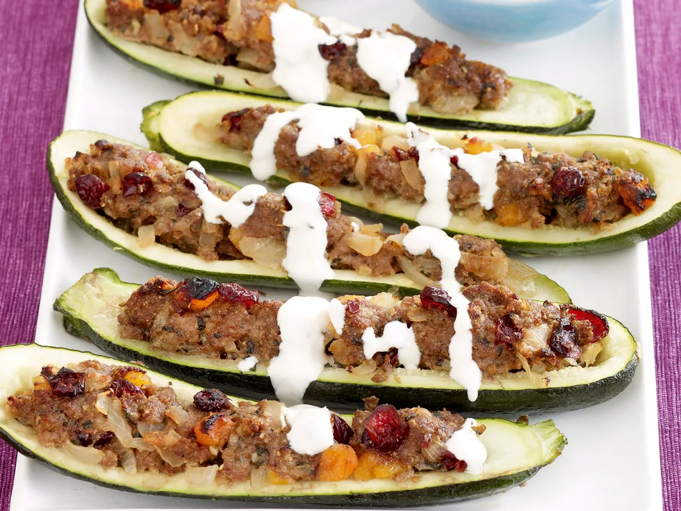 Stuffed Zucchini with Tahini Sauce