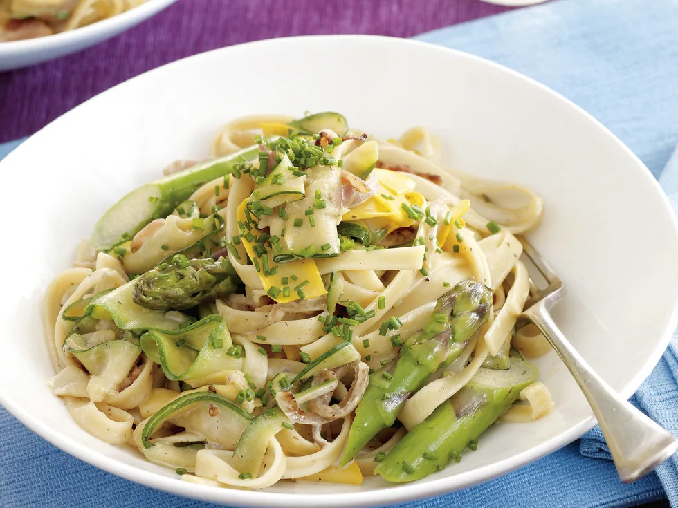 Zucchini and Bacon Fettuccine
