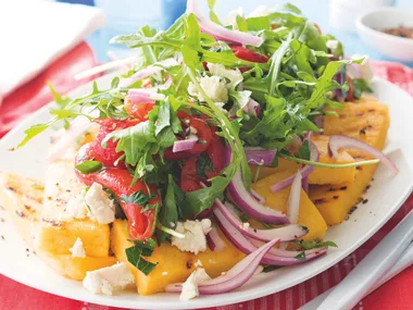 Polenta with Red Capsicum and Fetta Salad