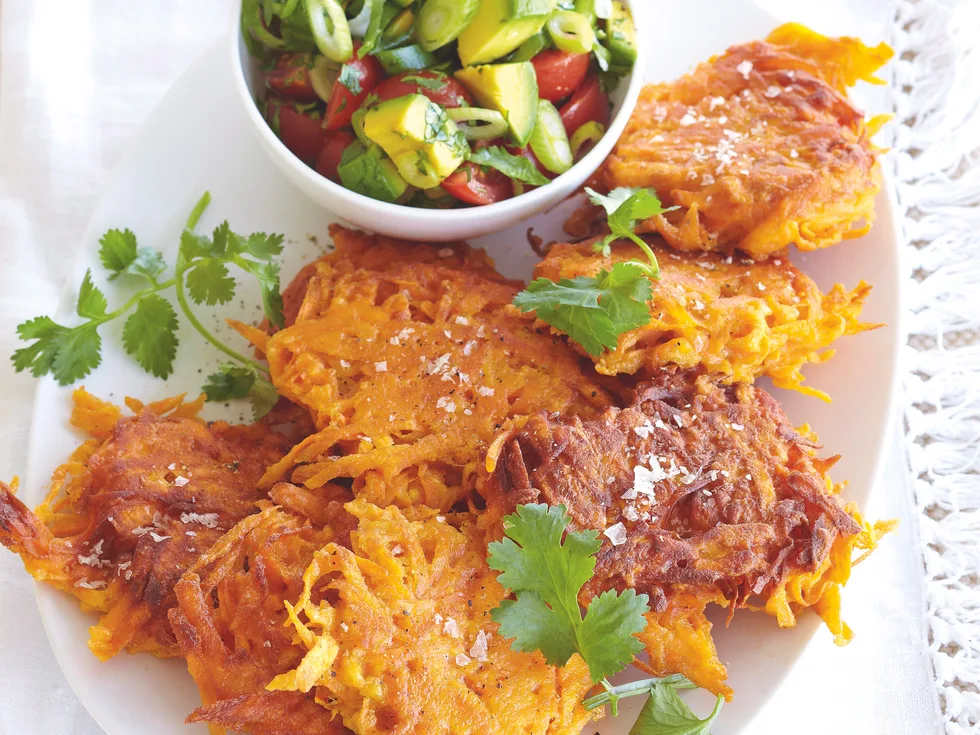 Kumara Hash Browns with Avocado Salsa