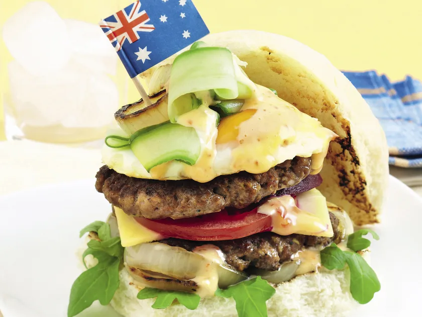 Deluxe double-decker beef burger