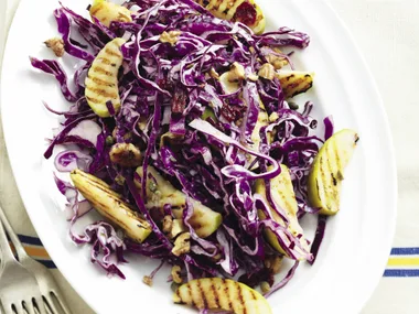 Grilled Apple and Walnut Coleslaw