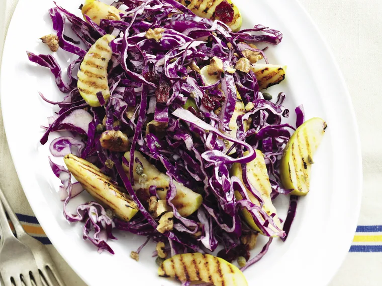 Grilled Apple and Walnut Coleslaw