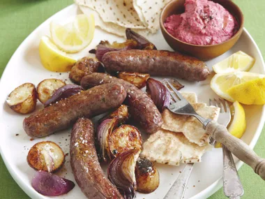 Lamb Bake with Easy Beetroot Hummus