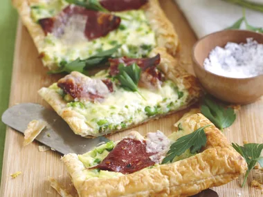 Salami, Ricotta and Pea Tart