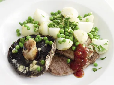Steak with Garlic Mushrooms