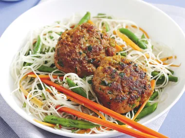 Tasty Pork Patties with Noodle Salad