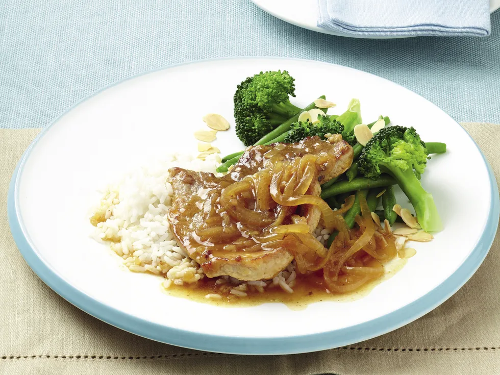 Apricot Pork with Almond Vegies