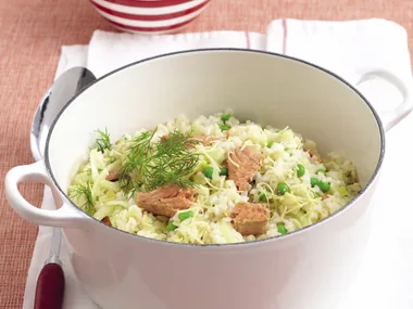 Fennel, Pea and Salmon Risotto