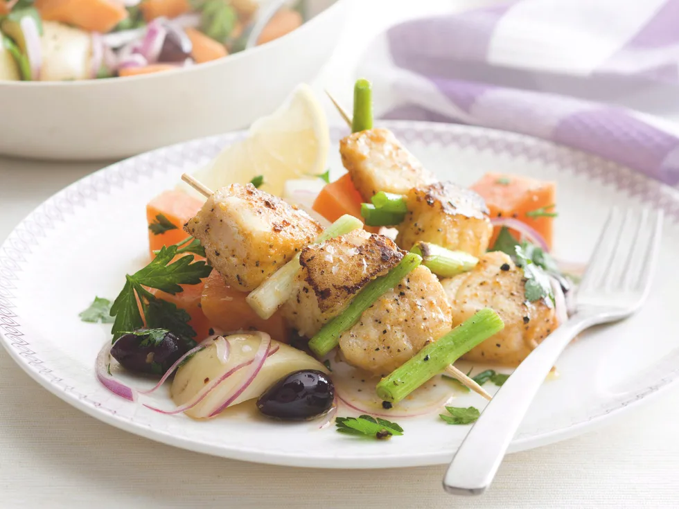Fish Skewers with Potato Salad