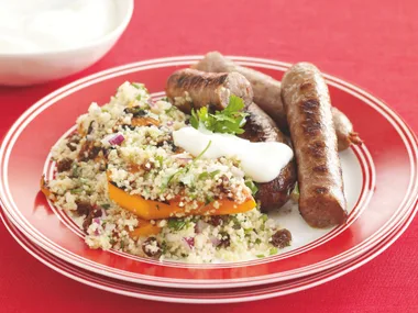 Grilled Lamb Sausages with Couscous Salad