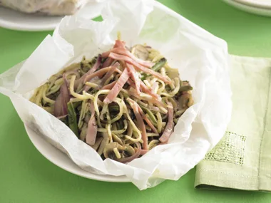 Ham, Mushroom and Spinach Pasta Parcels
