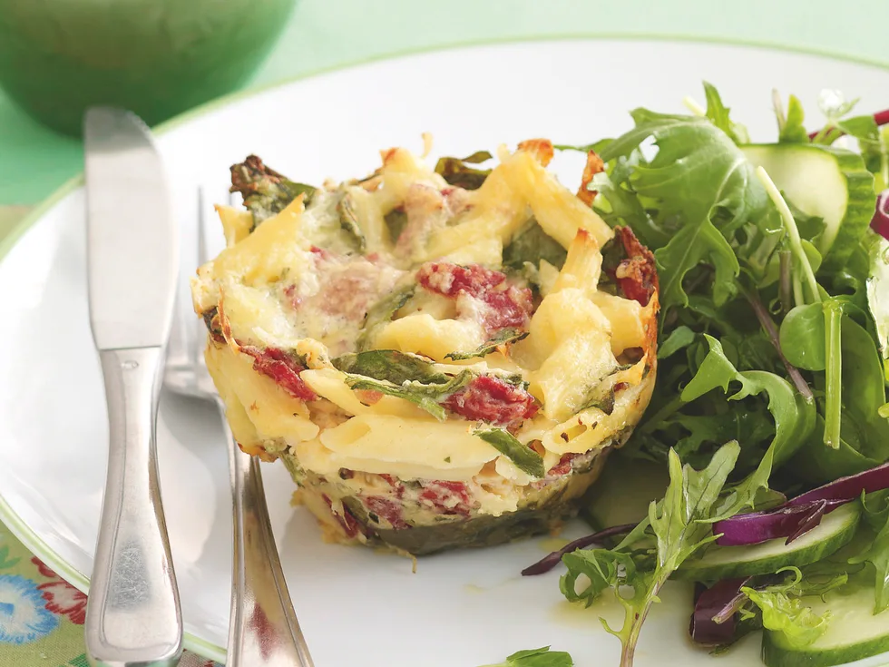 Mini Salami Pasta Bakes