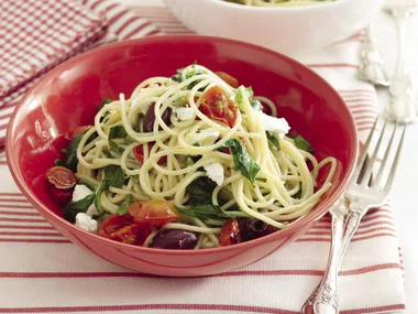 Spaghetti with Roast Tomato, Fetta and Olives