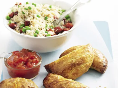 Beef Empanadas with Chorizo Rice