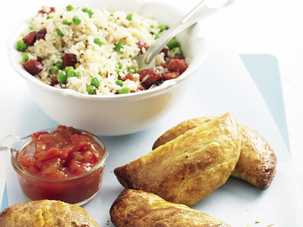 Beef Empanadas with Chorizo Rice