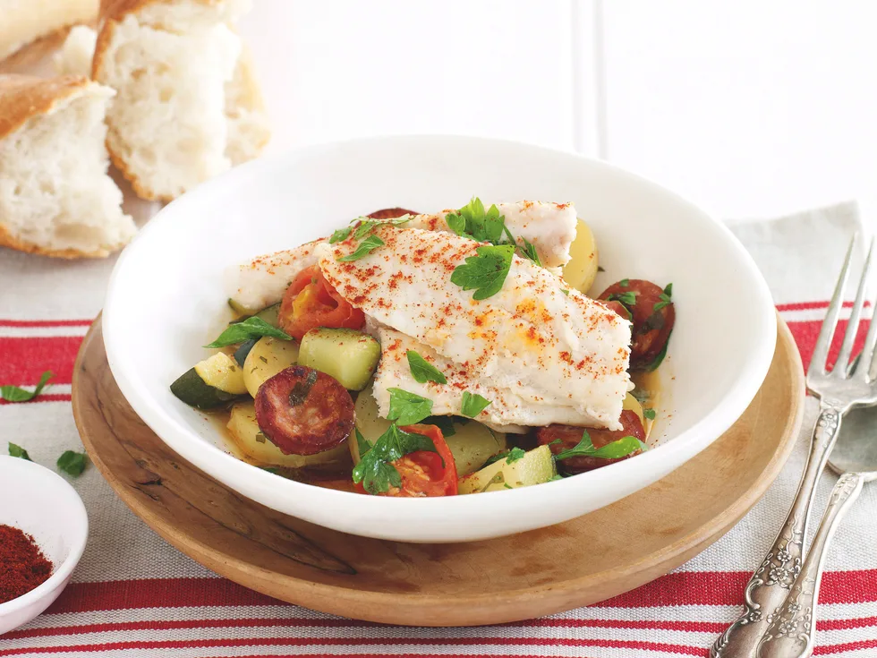 Fish and chorizo hotpot