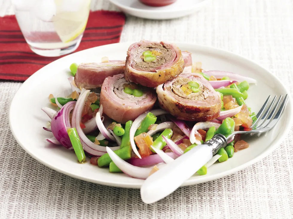 Beef Roll-ups with Tomato Beans