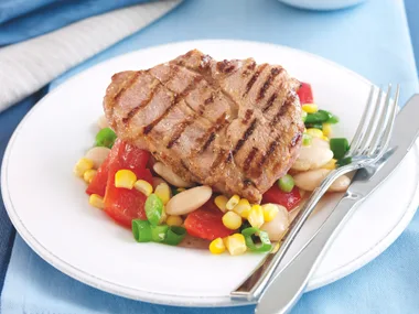 Grilled Mustard Pork with Butter Bean Salsa