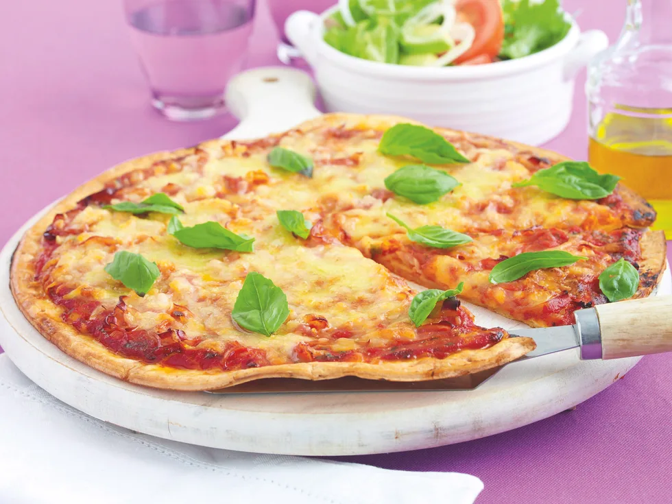 Margherita and Ham Pizza