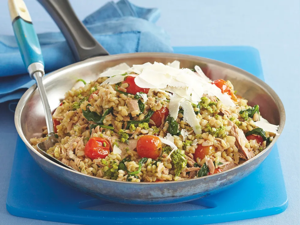 Tomato, Pesto and Tuna Rice