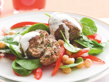 Rissoles with Spinach Salad