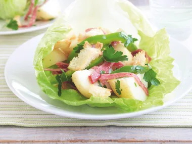 Potato and Salami Salad with Croutons