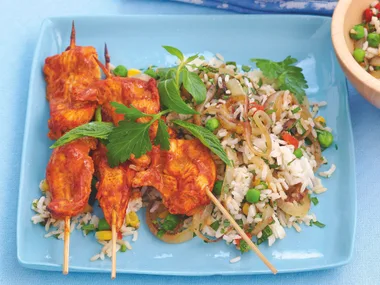 Tandoori Chicken Skewers with Rice