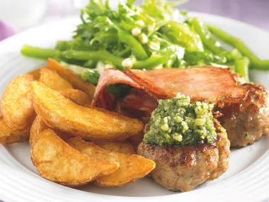 Pork Rissoles with Wedges