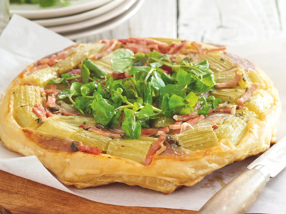 Upside-down Bacon and Celery Tart