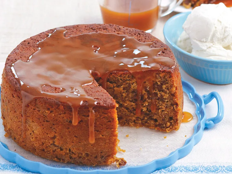 Sultana Cake with Toffee Sauce