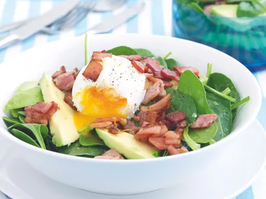 Spinach, Bacon and Poached Egg Salad