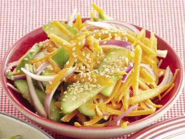 Chicken Pilaf with Carrot and Cucumber Salad