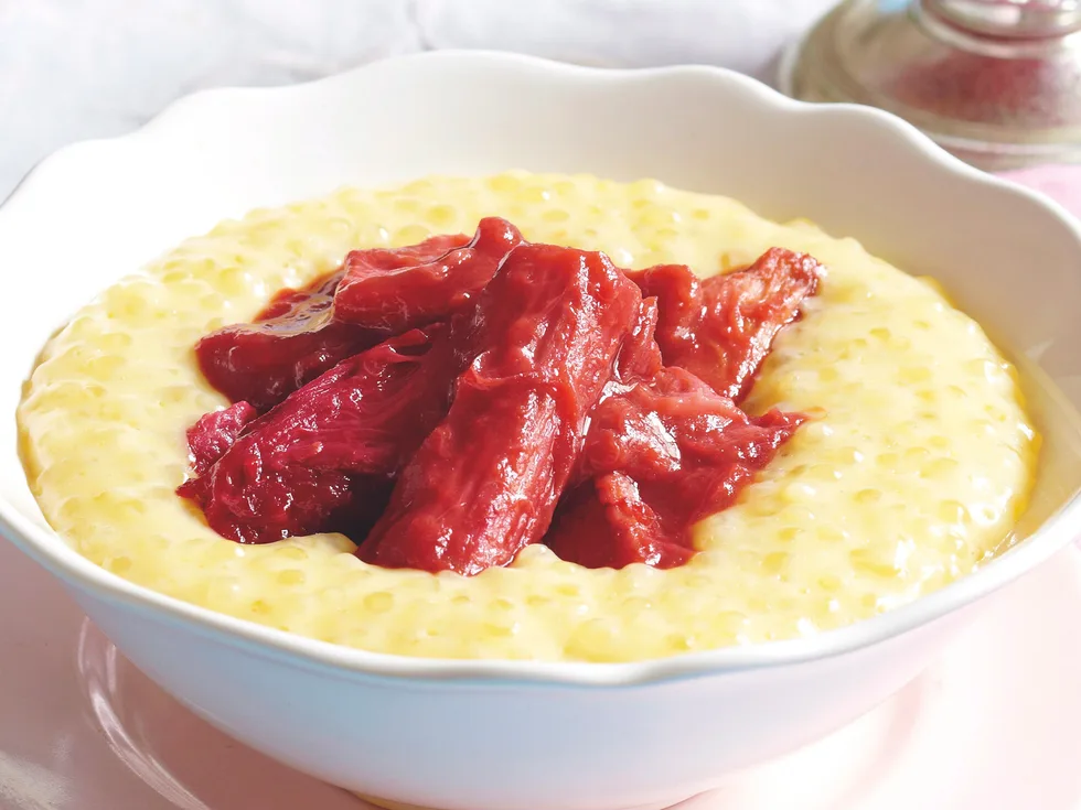 Creamy Tapioca with Poached Rhubarb