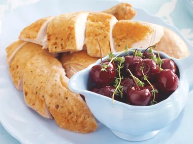 Cold Roast Chicken with Pickled Cherries