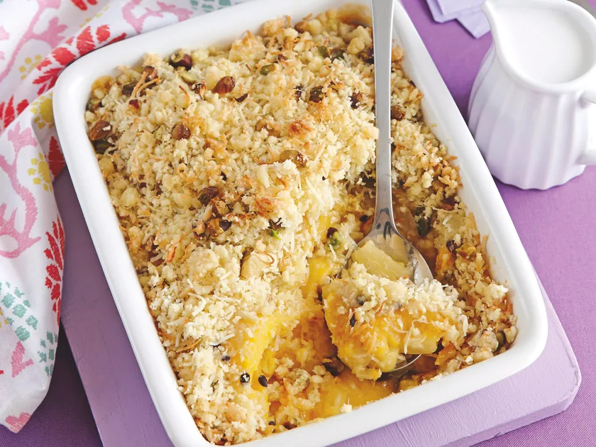 Mango and coconut crumble