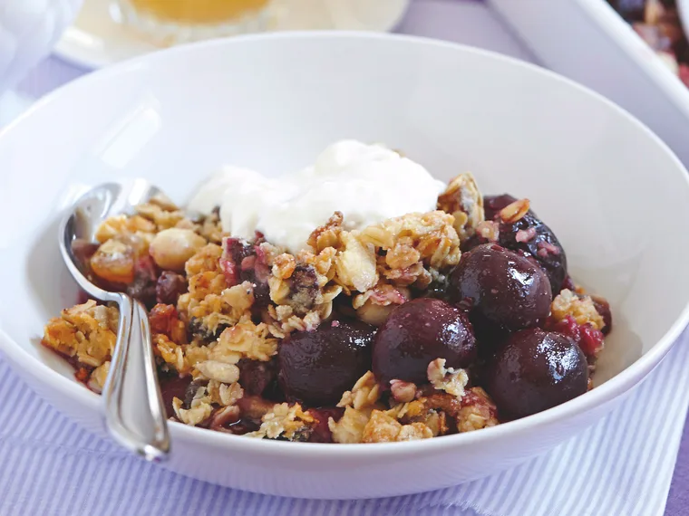 Plum and Honey Muesli Crumble