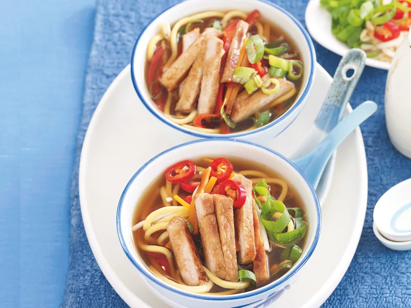 Asian pork and noodle soup