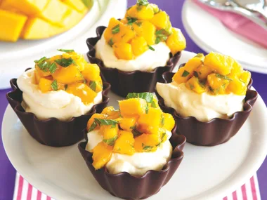 Chocolate Cups with Mango Salsa