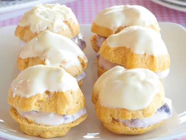 Profiteroles with Cherry Ricotta Cream