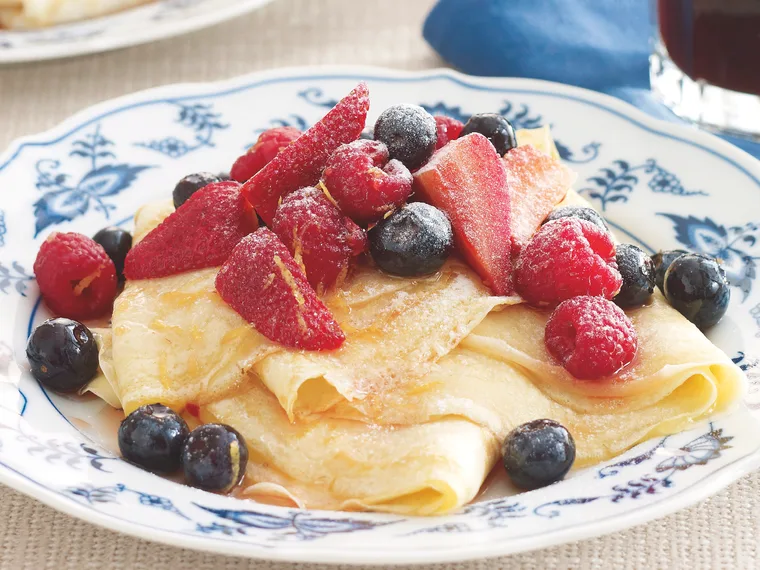 Lemon Curd Crepes with Vanilla Berries