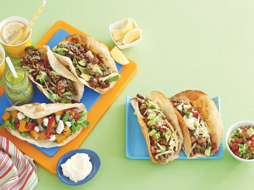 Chilli beef and bean tacos