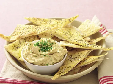 French Onion Dip with Pita Crisps