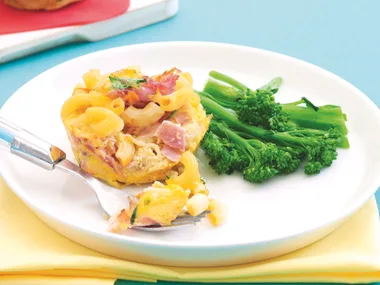 Individual Macaroni and Ham Frittatas