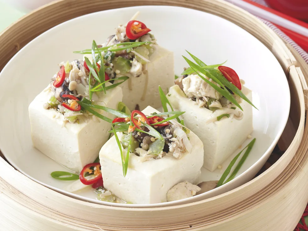 Mushroom and Sesame Stuffed Tofu
