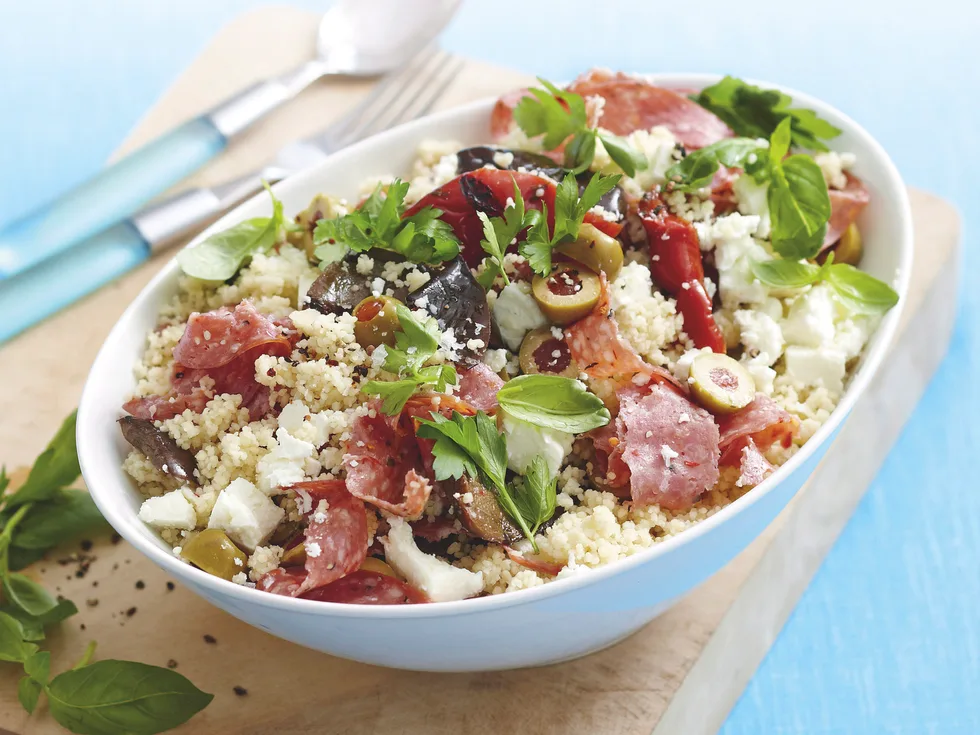 Couscous, Salami and Vegetable Salad