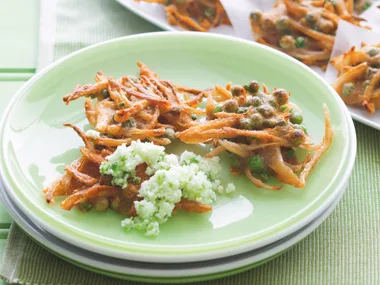 Pea Fritters with Chilli Coconut