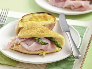 Asparagus, Ham and Cheese Souffle Omelet