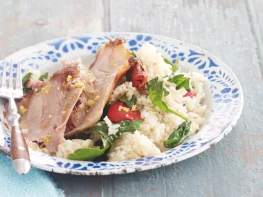 Greek-style Lamb with Spinach Rice